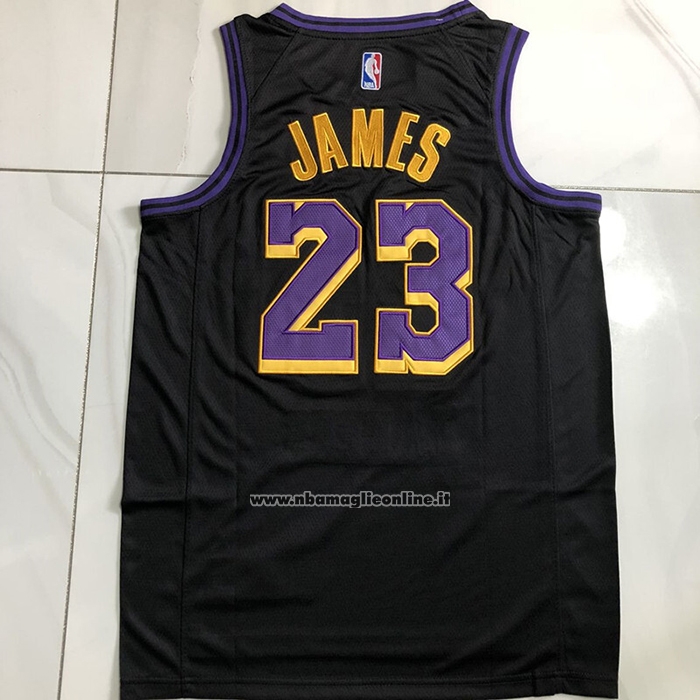 Maglia Los Angeles Lakers Lebron James No 23 Citta 2025-26 Nero